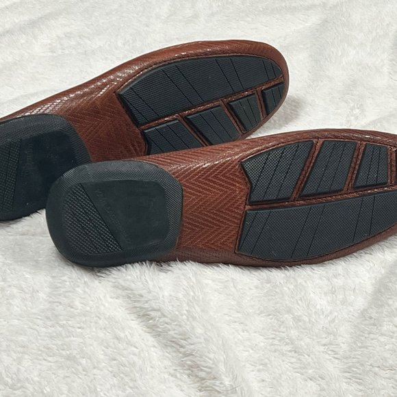 Karl Lagerfeld Paris Drivers Herringbone Leather Cognac Loafers, 9.5 main image 6
